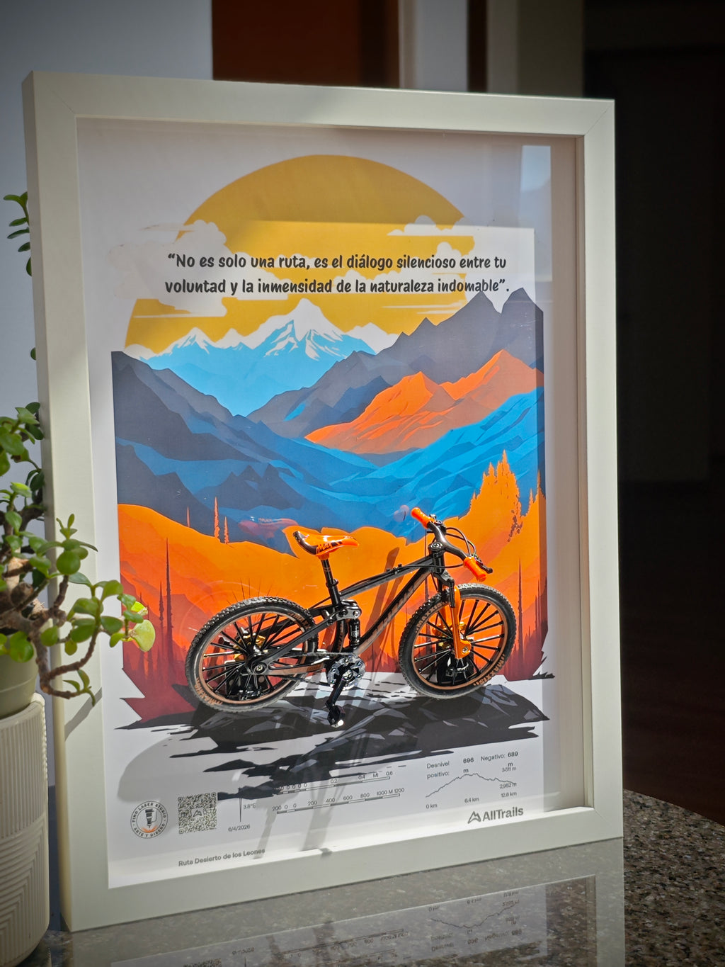 Cuadro en 3D Bicicleta de montaña - "EL DIÁLOGO INDOMABLE"