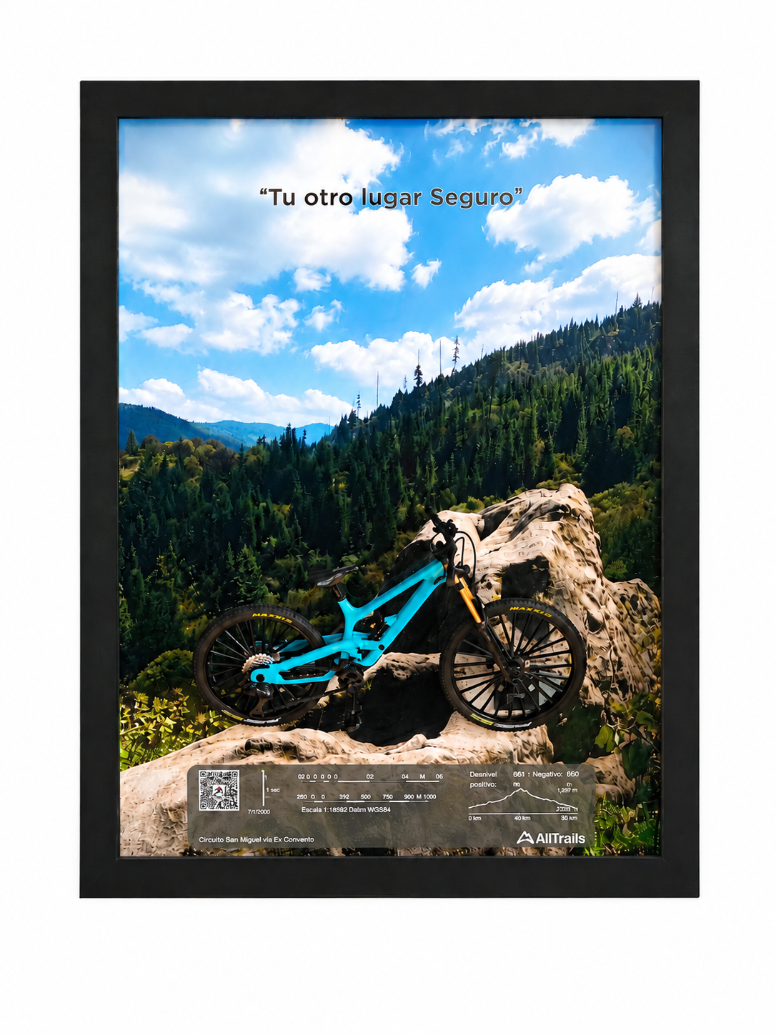 Cuadro Decorativo 3D MTB – “Tu Otro Lugar Seguro” | Decoración y Regalo para Ciclista