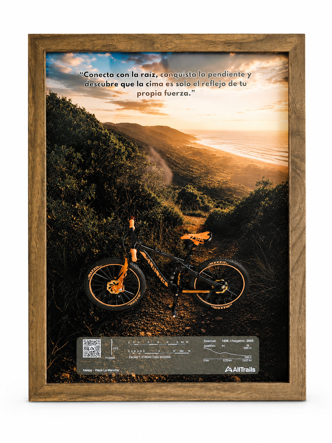 Cuadro Decorativo 3D MTB – Ruta Xalapa a La Mancha | Regalo para Ciclista de Montaña