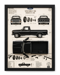 Cuadro Decorativo 3D – Ford F-150 1978 Ranger XLT | Camioneta Clásica | Regalo para Colección