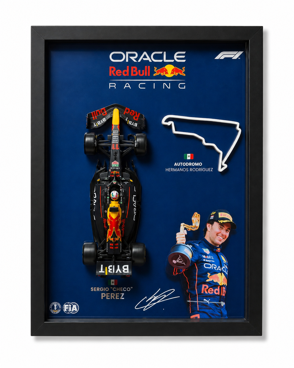 Cuadro Decorativo 3D F1 – Checo Pérez | Regalo para Fan de F1 en México