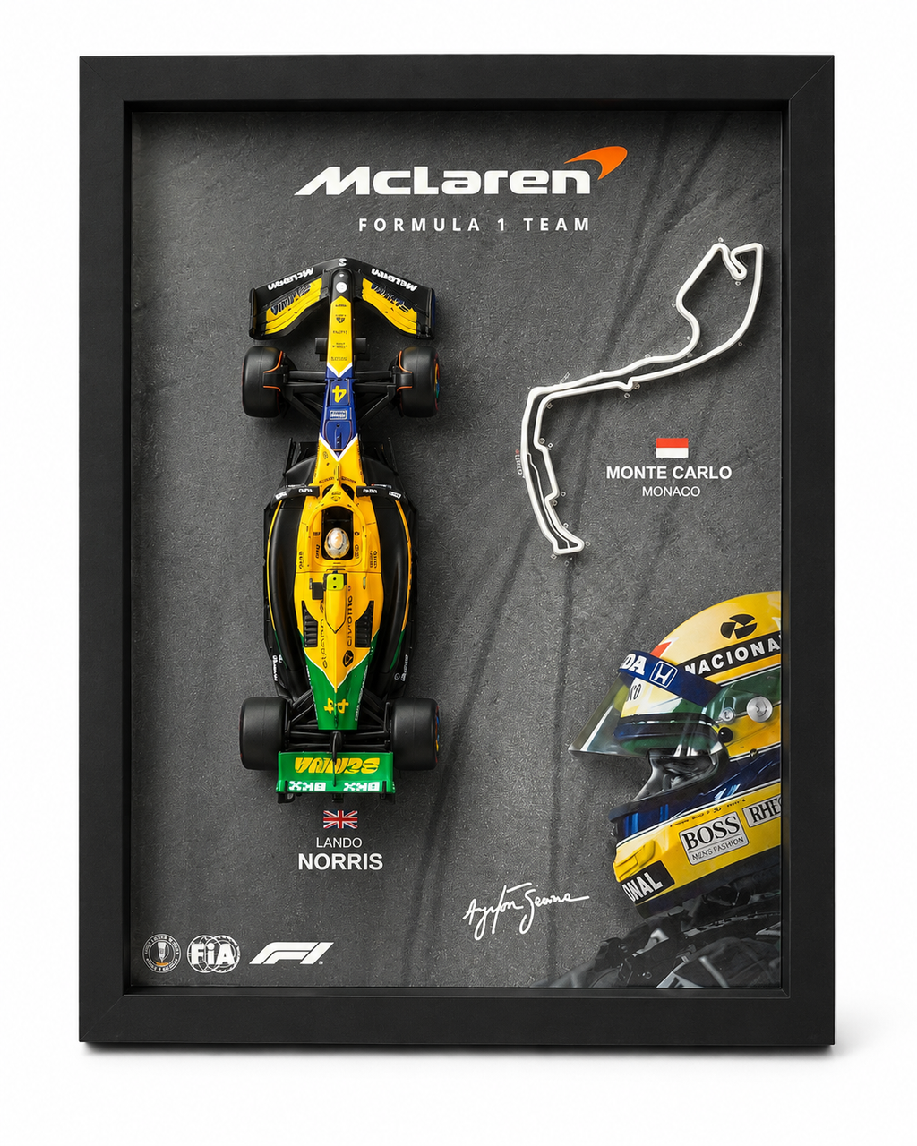 3D Decorative F1 Lando Norris Homage to Ayrton Senna Wall Art