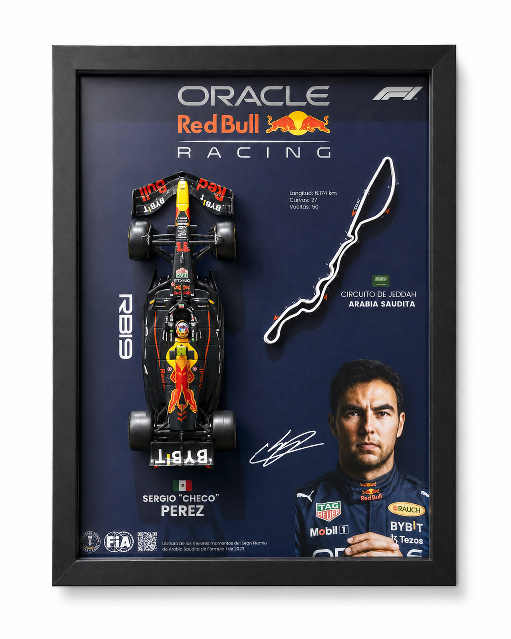 Cuadro Decorativo 3D F1 – Checo Pérez Red Bull RB19 | Regalo Fan de Fórmula 1