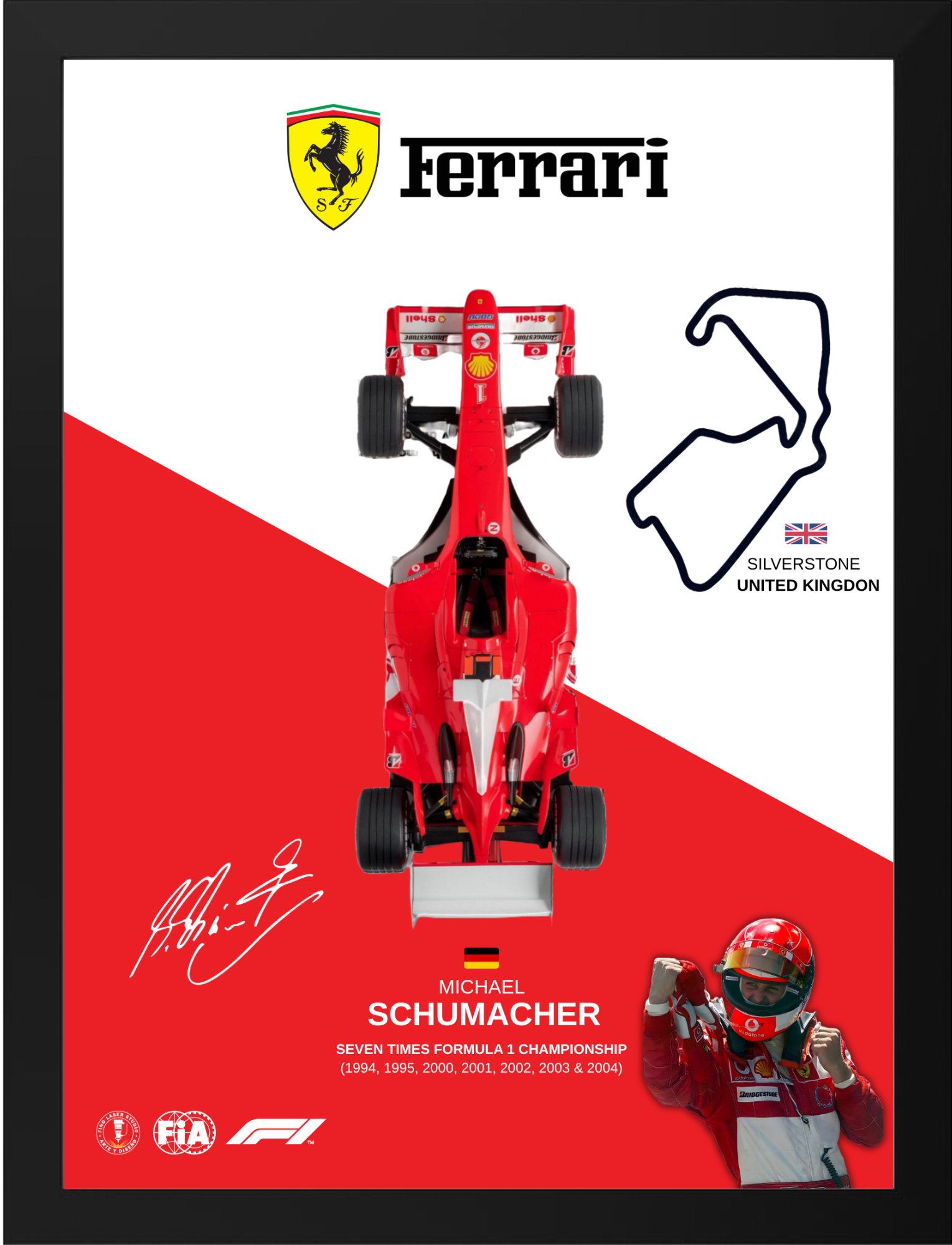 Cuadro decorativo 3D de F1 Michael Schumacher