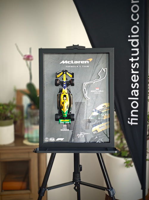 Cuadro decorativo 3D de F1 Lando Norris homenaje a Ayrton Senna