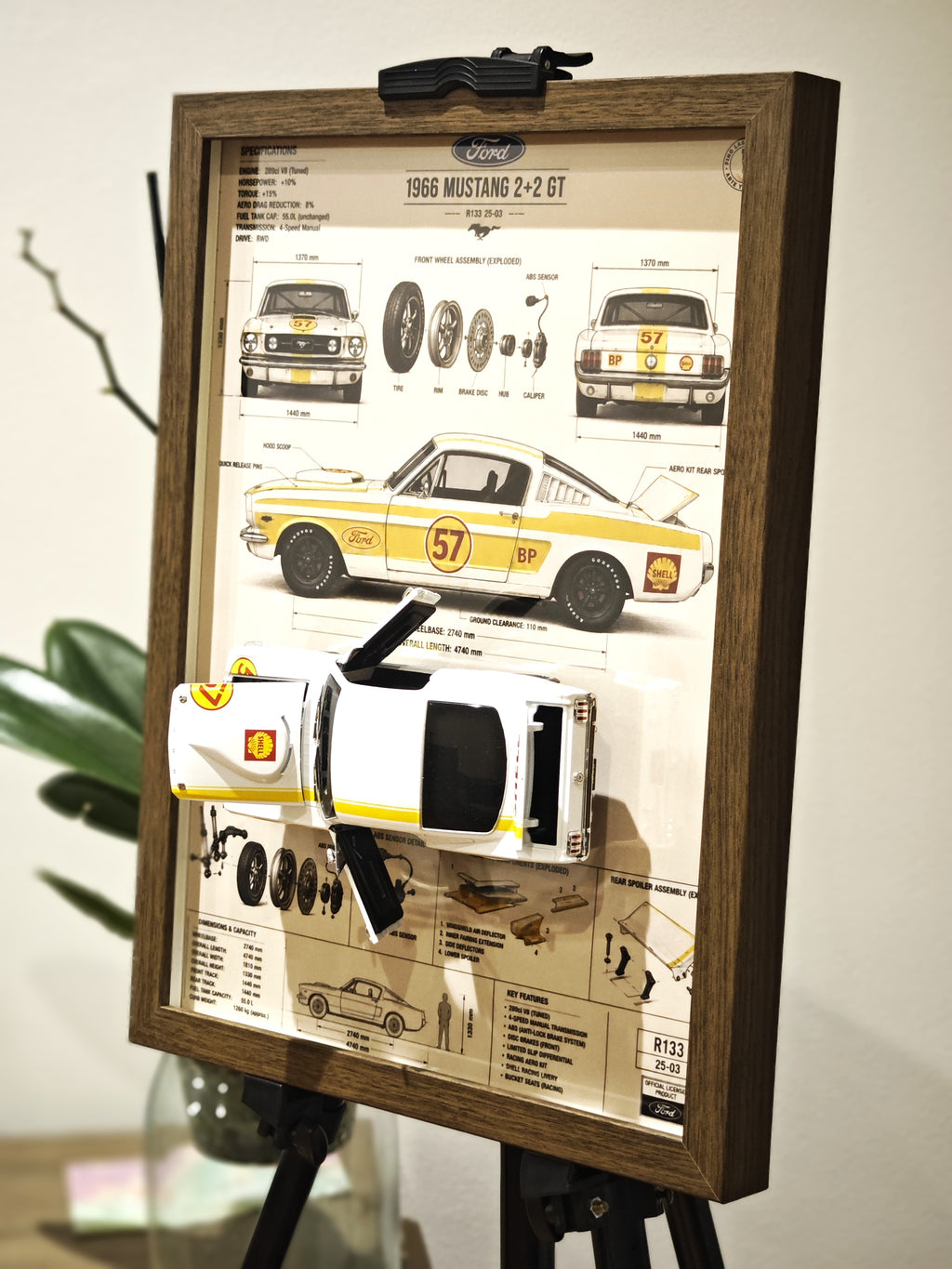 Cuadro Decorativo 3D Ford Mustang 2+2 GT 1966