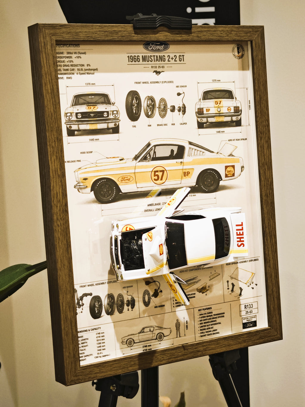 Cuadro Decorativo 3D Ford Mustang 2+2 GT 1966