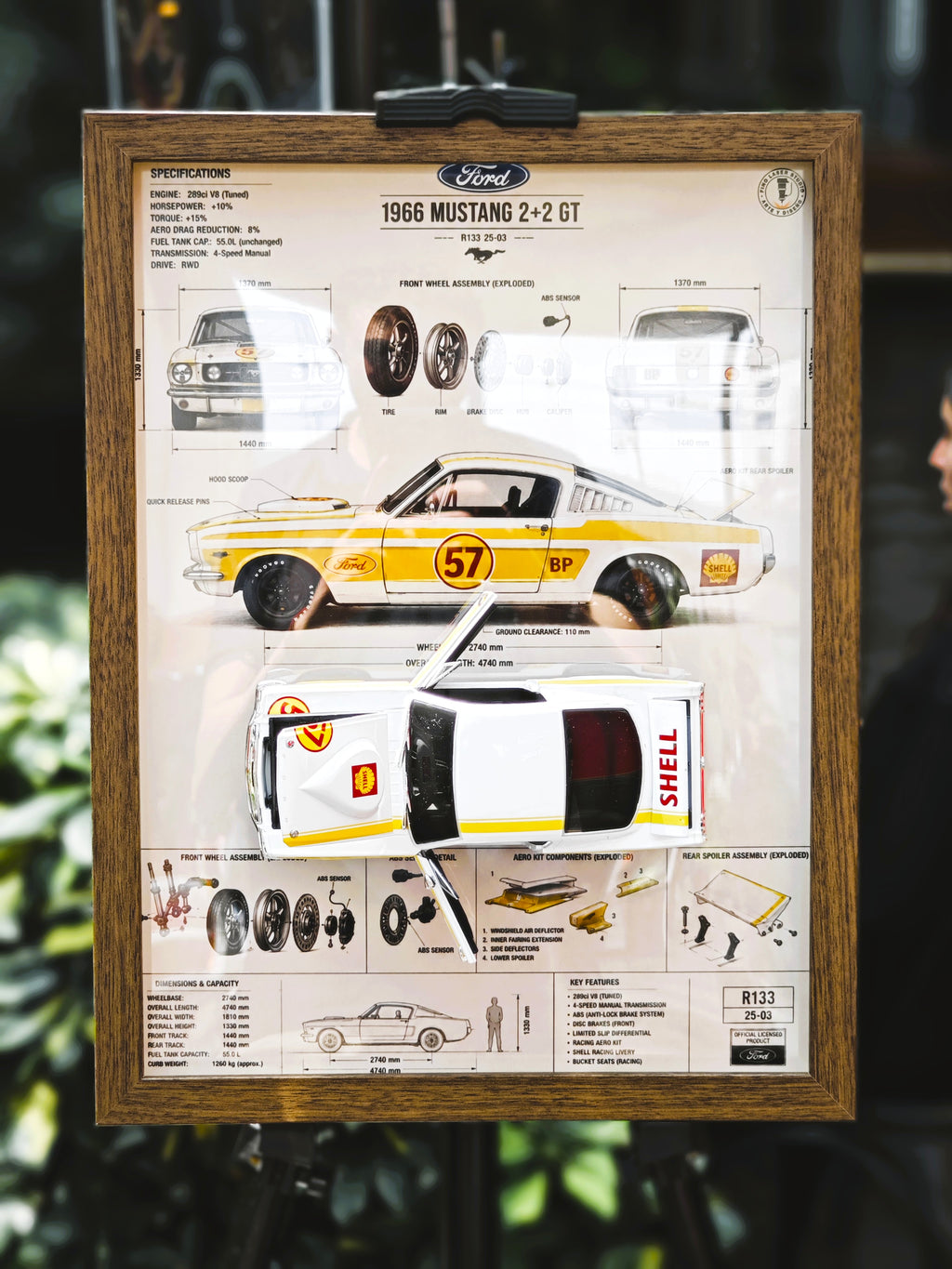 Cuadro Decorativo 3D Ford Mustang 2+2 GT 1966