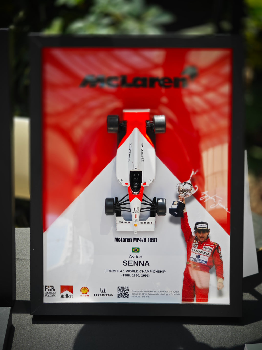 Cuadro decorativo 3D de F1 Ayrton Senna – McLaren MP4/6 1991