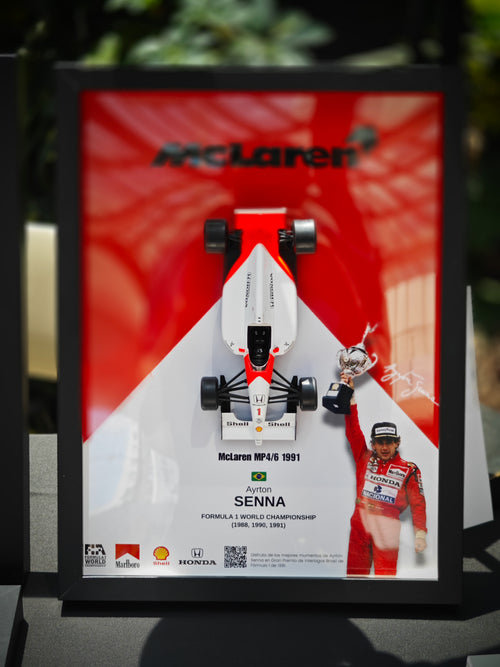 Cuadro decorativo 3D de F1 Ayrton Senna – McLaren MP4/6 1991