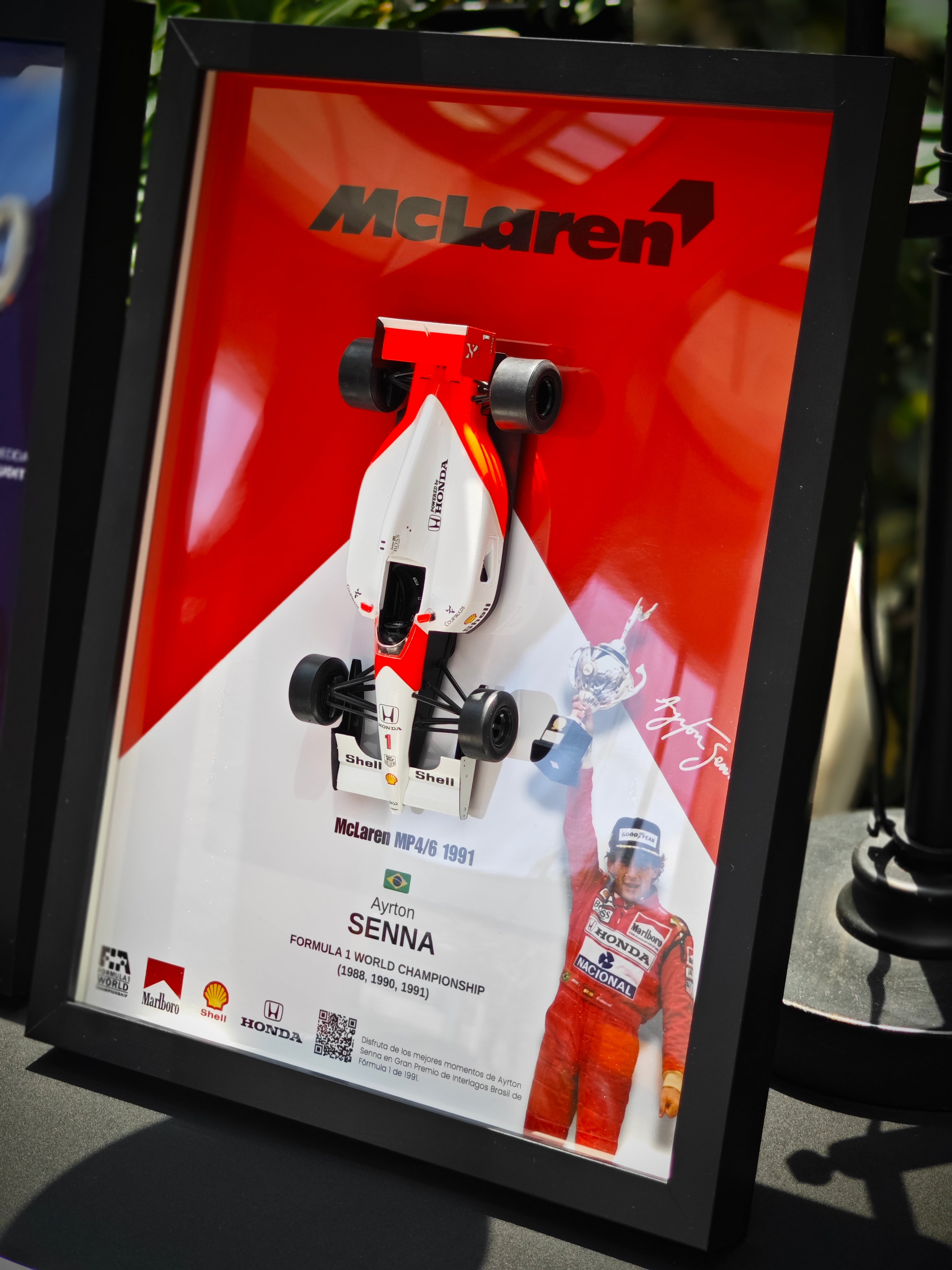 Cuadro decorativo 3D de F1 Ayrton Senna – McLaren MP4/6 1991