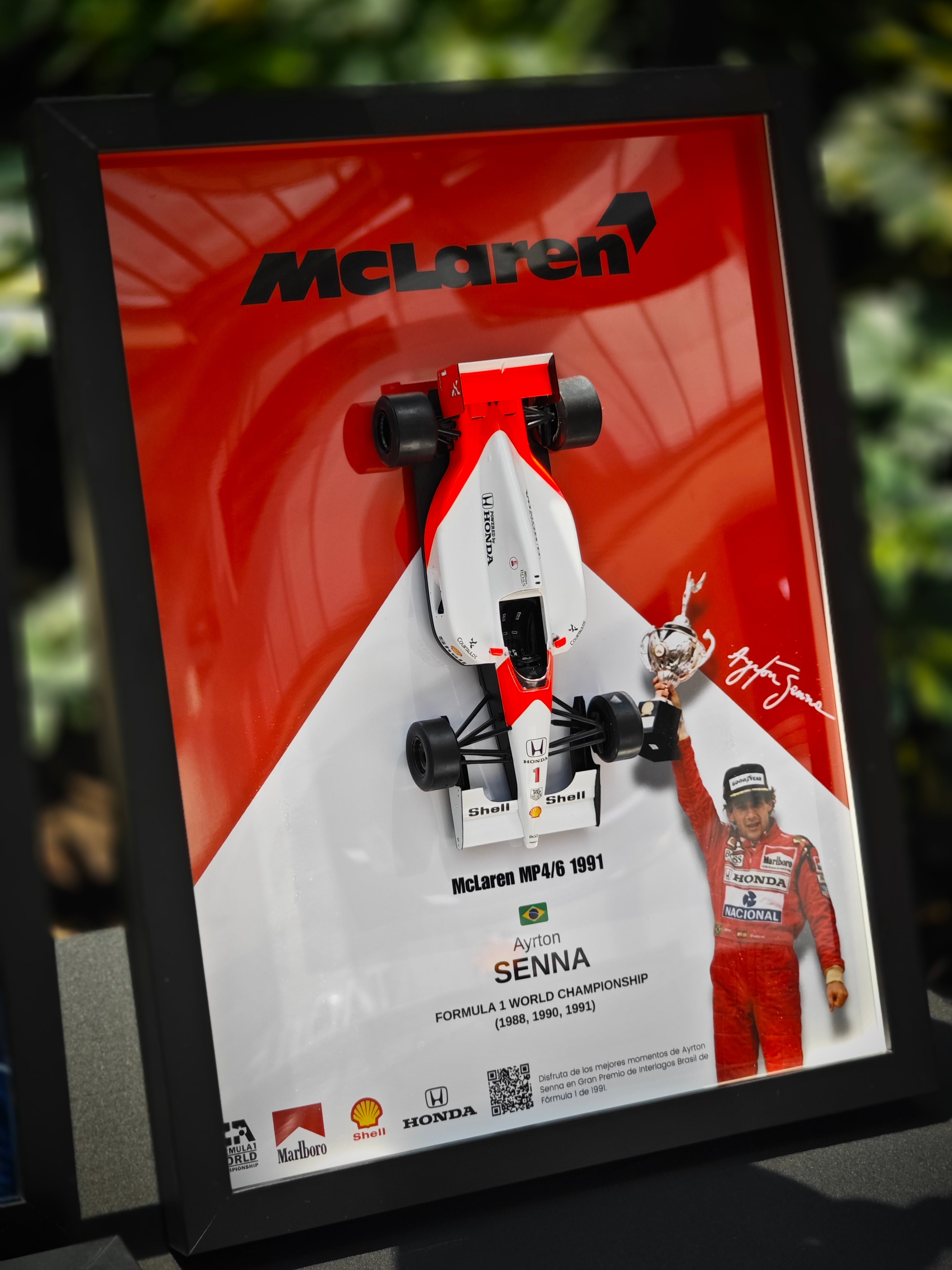 Cuadro decorativo 3D de F1 Ayrton Senna – McLaren MP4/6 1991