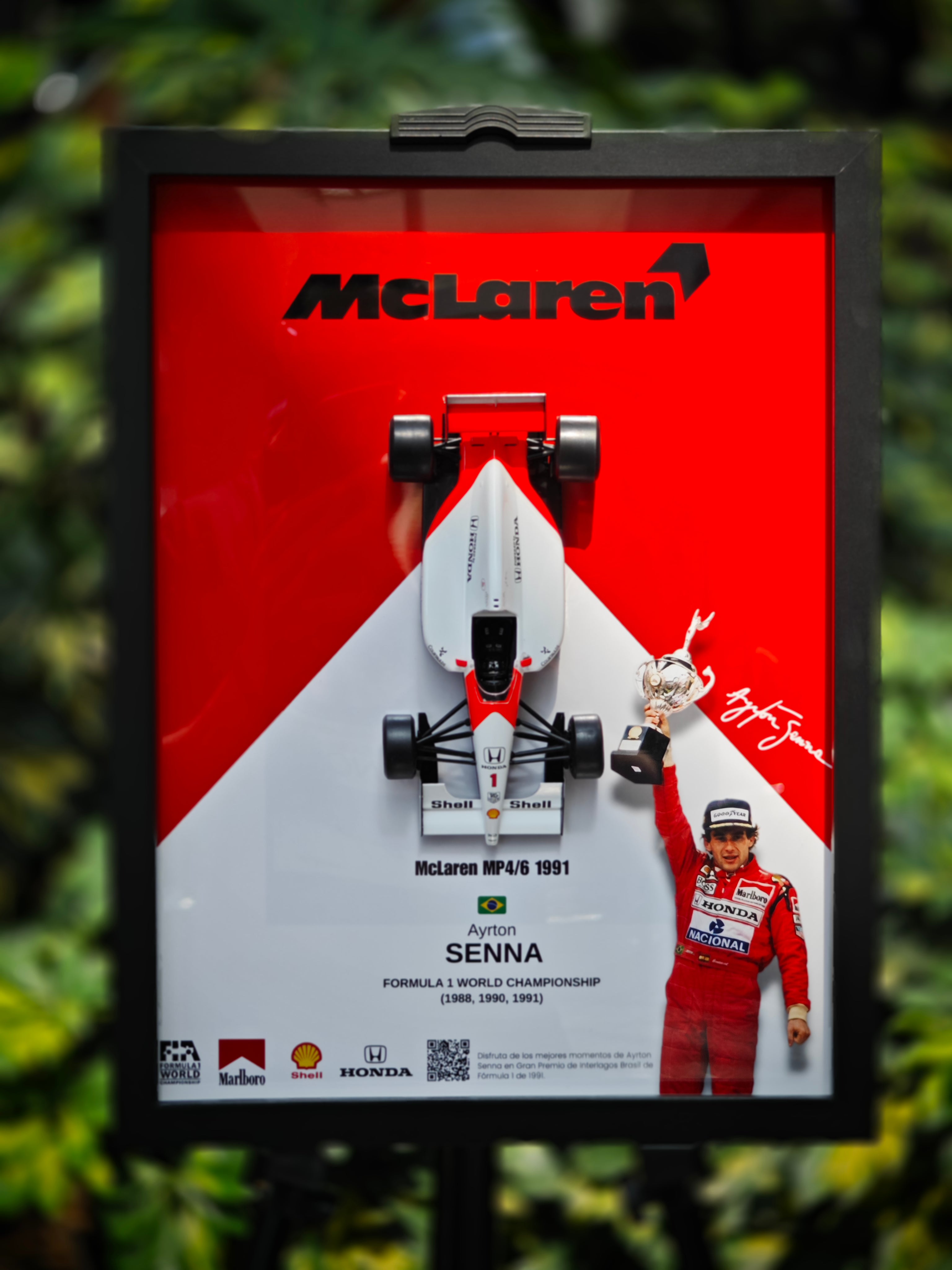 Cuadro decorativo 3D de F1 Ayrton Senna – McLaren MP4/6 1991