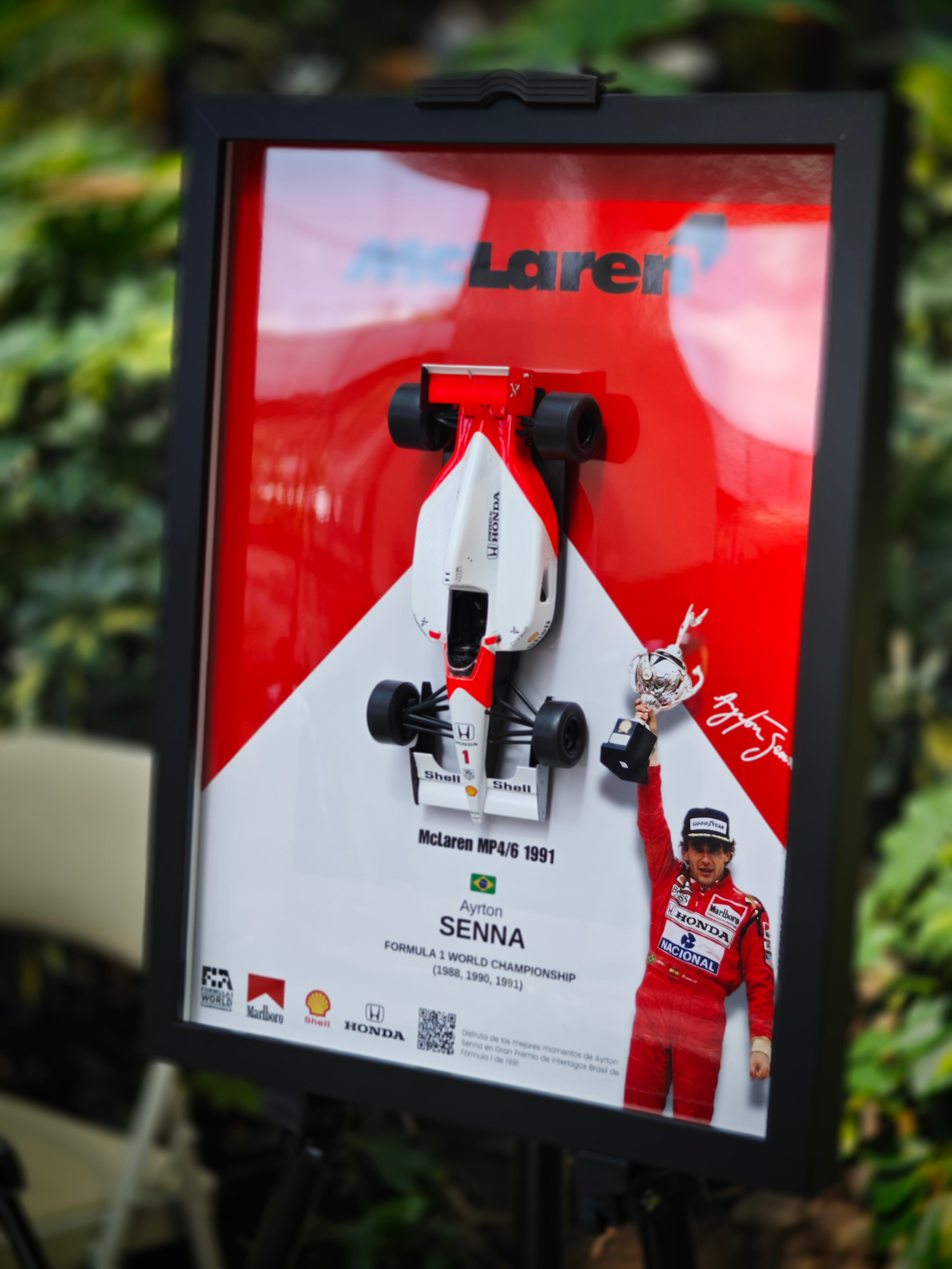 Cuadro decorativo 3D de F1 Ayrton Senna – McLaren MP4/6 1991