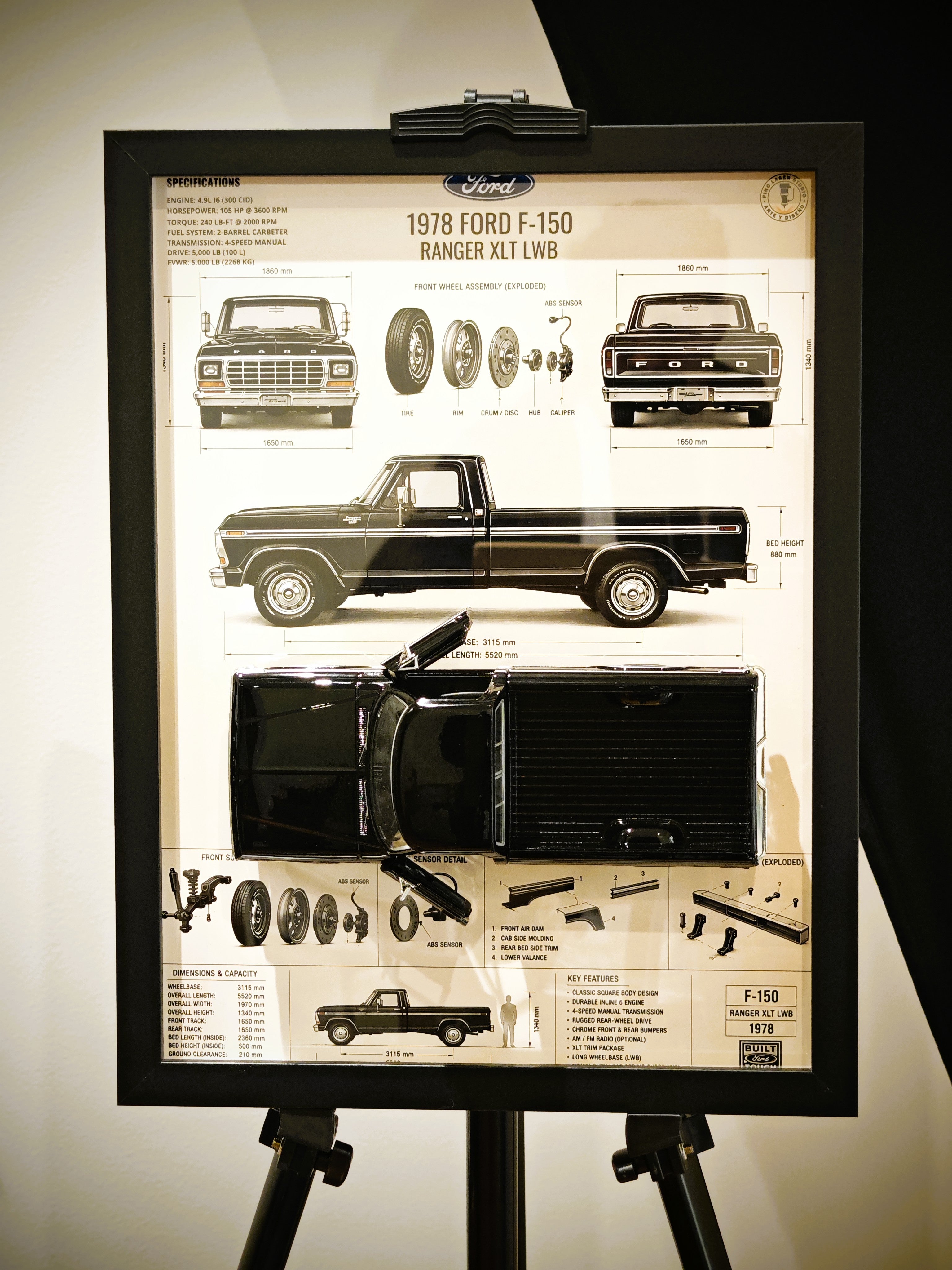 Cuadro Decorativo 3D Ford F-150 1978 Ranger XLT