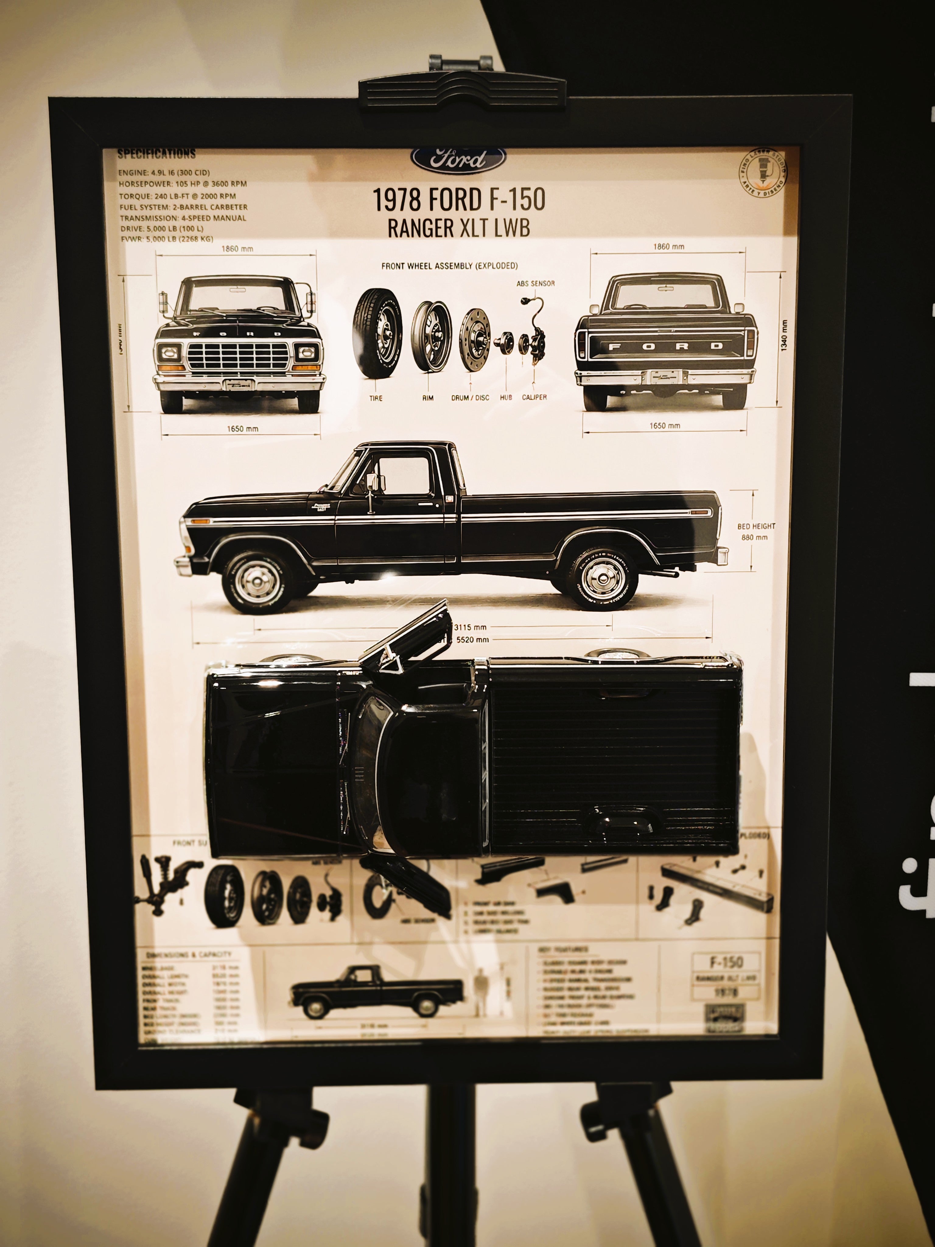 Cuadro Decorativo 3D Ford F-150 1978 Ranger XLT