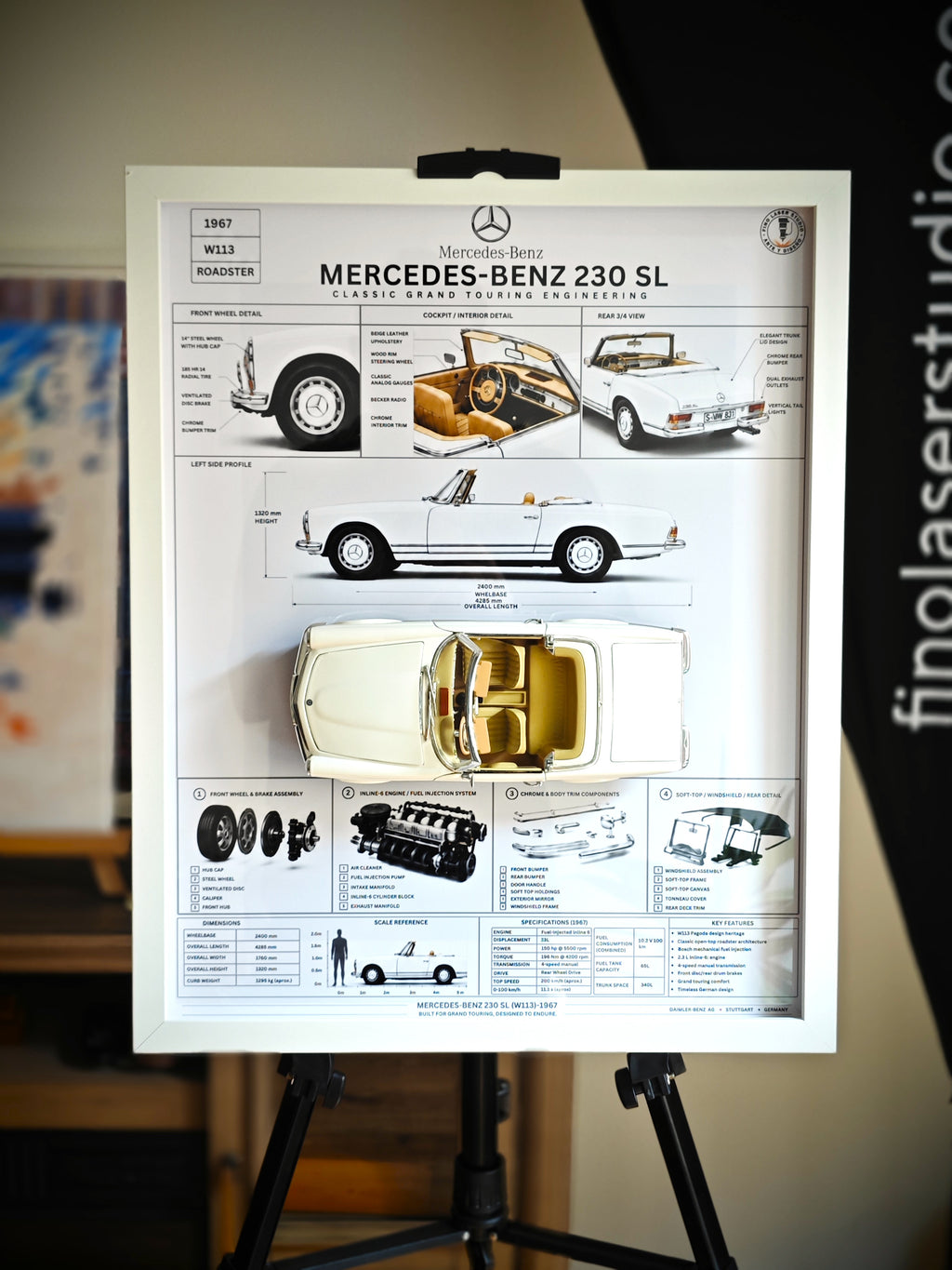 Cuadro Decorativo 3D Mercedes-Benz 230 SL 1967