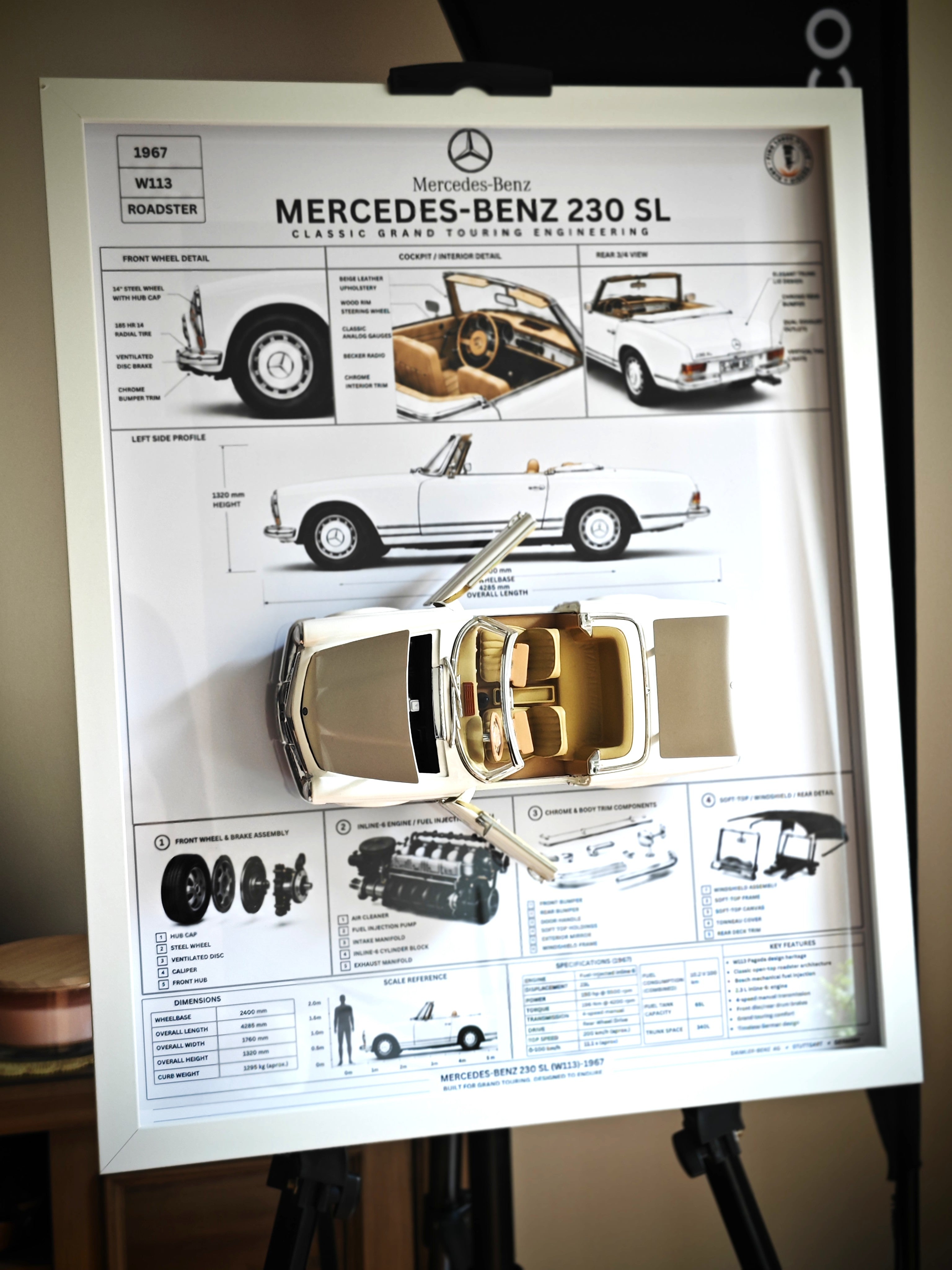 Cuadro Decorativo 3D Mercedes-Benz 230 SL 1967