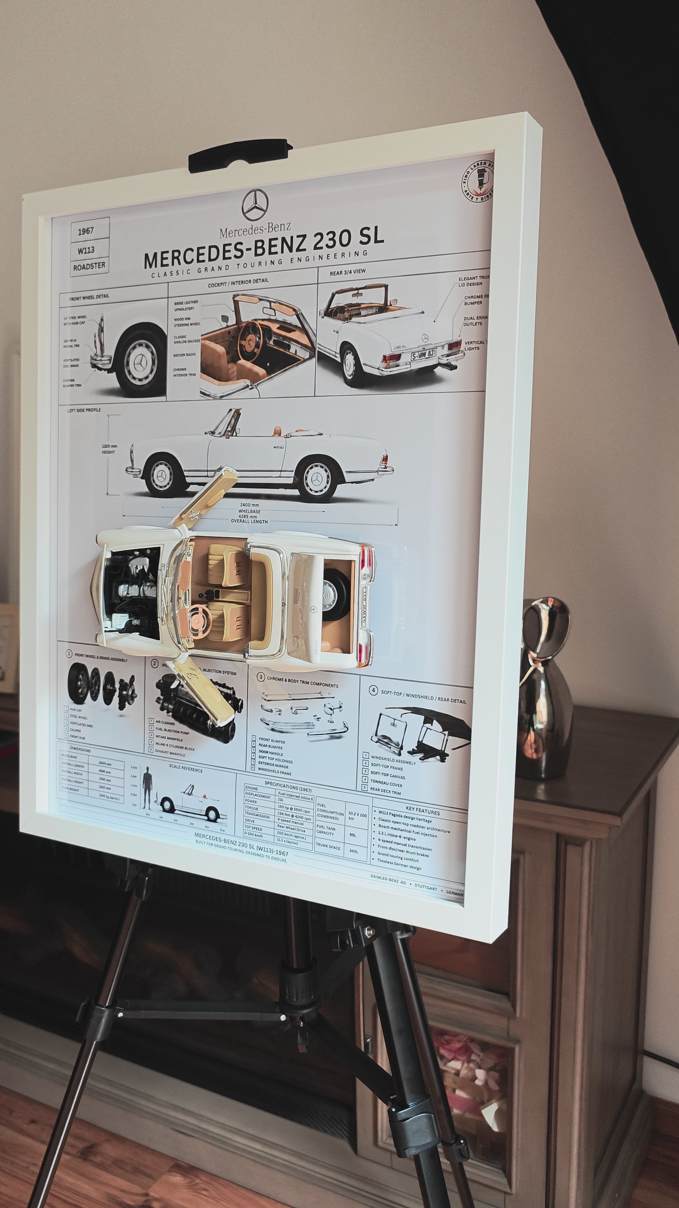 Cuadro Decorativo 3D Mercedes-Benz 230 SL 1967